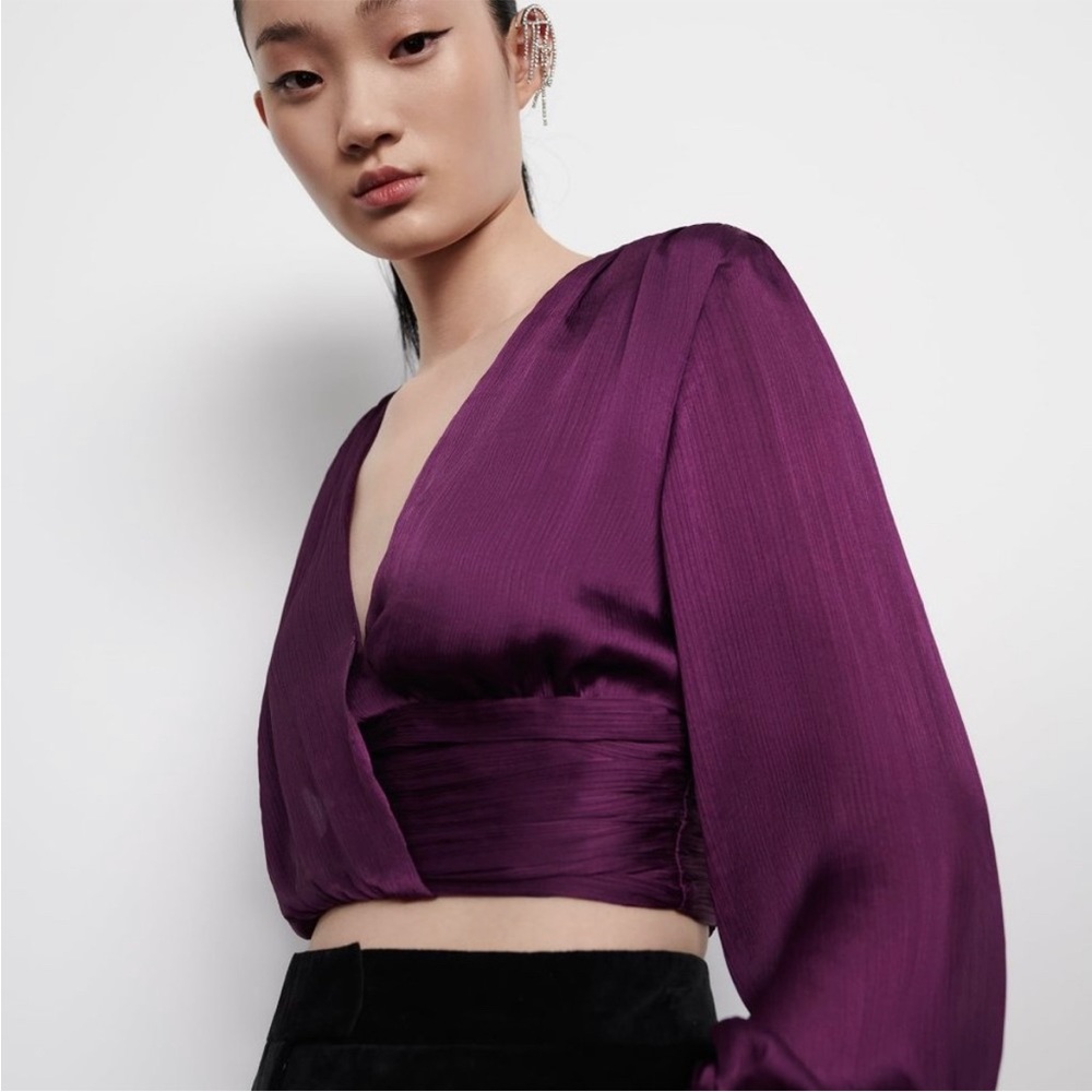 Zara Knotted Surplice Top, Purple